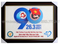 Tranh Gạo Màu Logo Đoàn TNCS HCM & Việt Giao 50 x 70