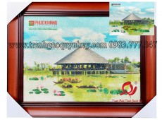 Tranh Gạo Logo Phúc Khang - Làng Sen Việt Nam 30 x 40