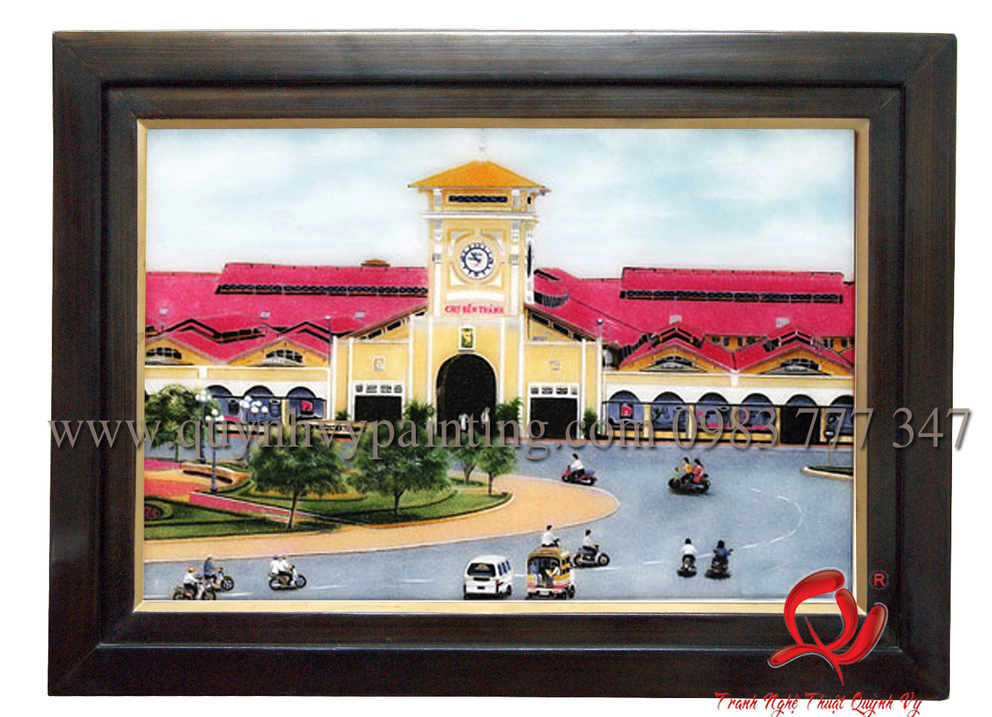 Phong Cảnh Chợ Bến Thành 40 x 60 - tranh nghệ thuật quỳnh vy
